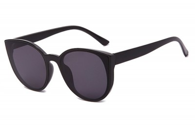 Women's Black Oversized Round Cat Eye Sunglasses